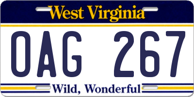 WV license plate OAG267