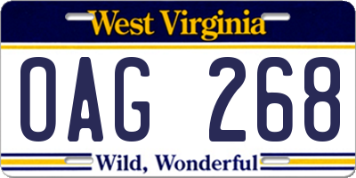 WV license plate OAG268