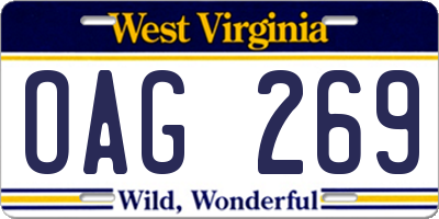 WV license plate OAG269