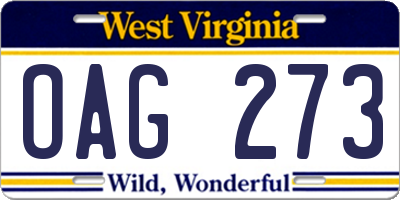 WV license plate OAG273