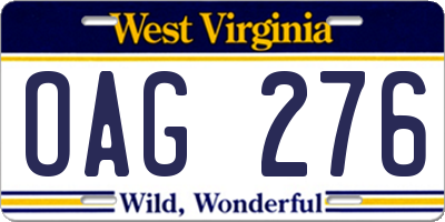 WV license plate OAG276