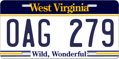 WV license plate OAG279