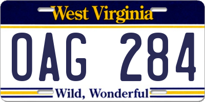WV license plate OAG284