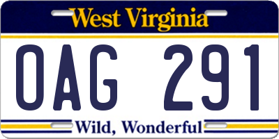 WV license plate OAG291