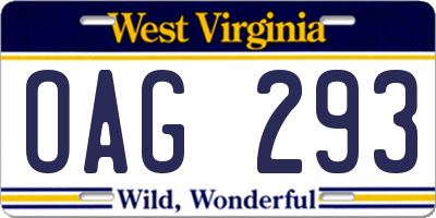 WV license plate OAG293