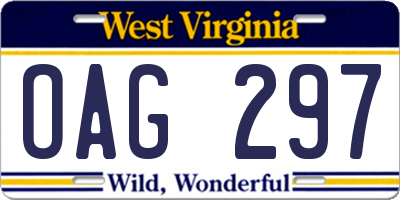 WV license plate OAG297