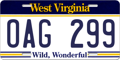 WV license plate OAG299