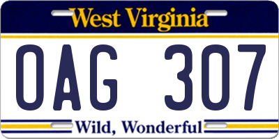 WV license plate OAG307