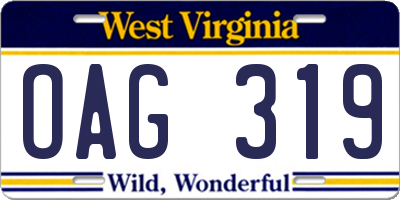 WV license plate OAG319