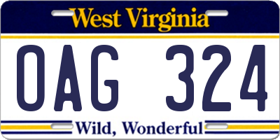 WV license plate OAG324