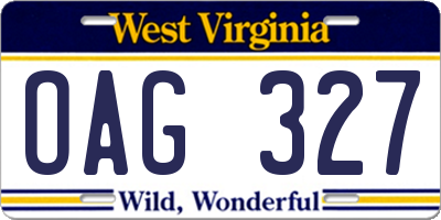 WV license plate OAG327