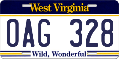 WV license plate OAG328