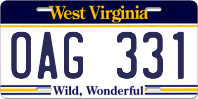 WV license plate OAG331