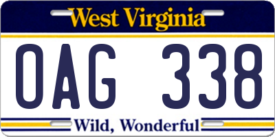 WV license plate OAG338