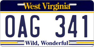 WV license plate OAG341
