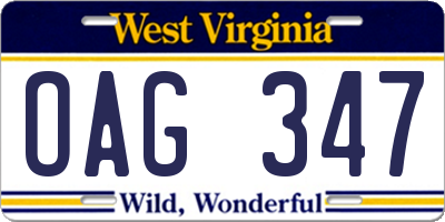 WV license plate OAG347