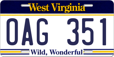 WV license plate OAG351