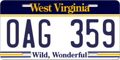 WV license plate OAG359