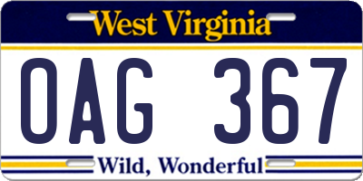 WV license plate OAG367
