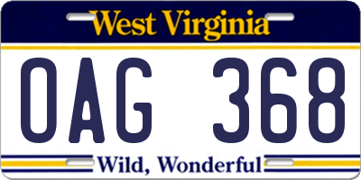 WV license plate OAG368