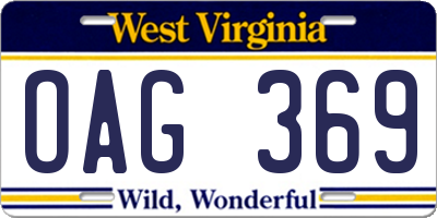WV license plate OAG369