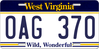 WV license plate OAG370