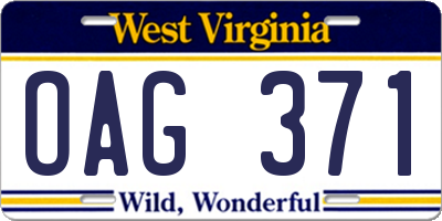WV license plate OAG371