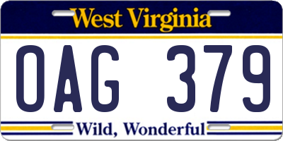 WV license plate OAG379