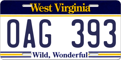 WV license plate OAG393