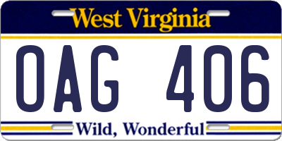 WV license plate OAG406