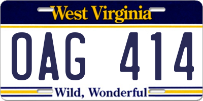 WV license plate OAG414