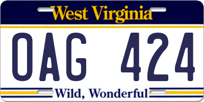 WV license plate OAG424