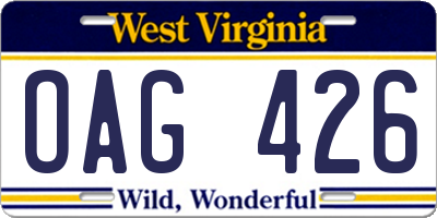 WV license plate OAG426
