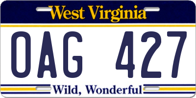 WV license plate OAG427
