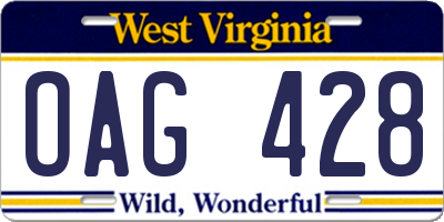 WV license plate OAG428