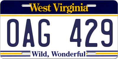 WV license plate OAG429