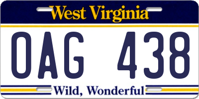 WV license plate OAG438