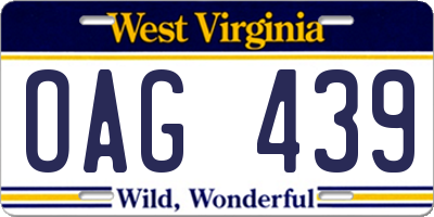 WV license plate OAG439