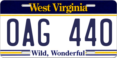 WV license plate OAG440