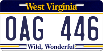 WV license plate OAG446