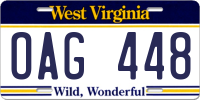 WV license plate OAG448