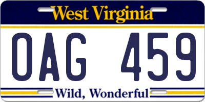 WV license plate OAG459