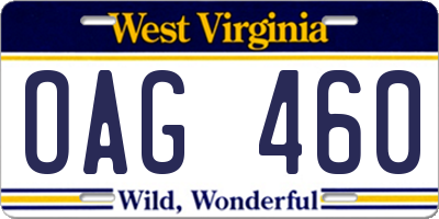WV license plate OAG460