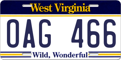 WV license plate OAG466