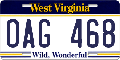 WV license plate OAG468