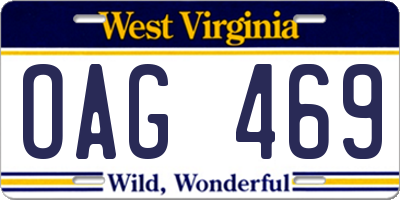 WV license plate OAG469