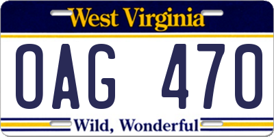 WV license plate OAG470