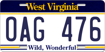 WV license plate OAG476