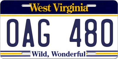 WV license plate OAG480
