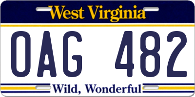 WV license plate OAG482